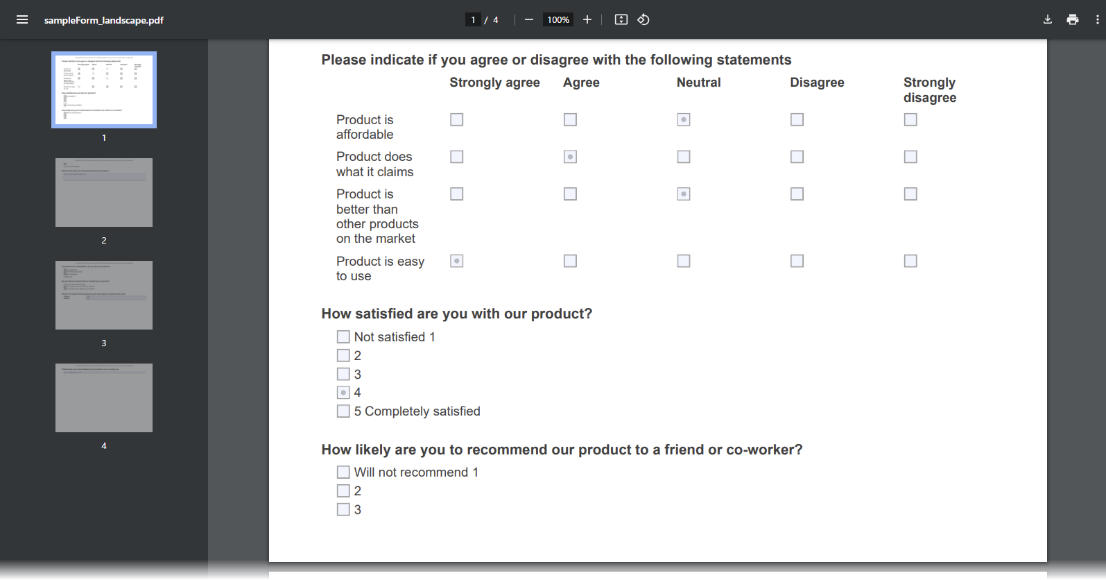 Change orientation of a printable PDF form